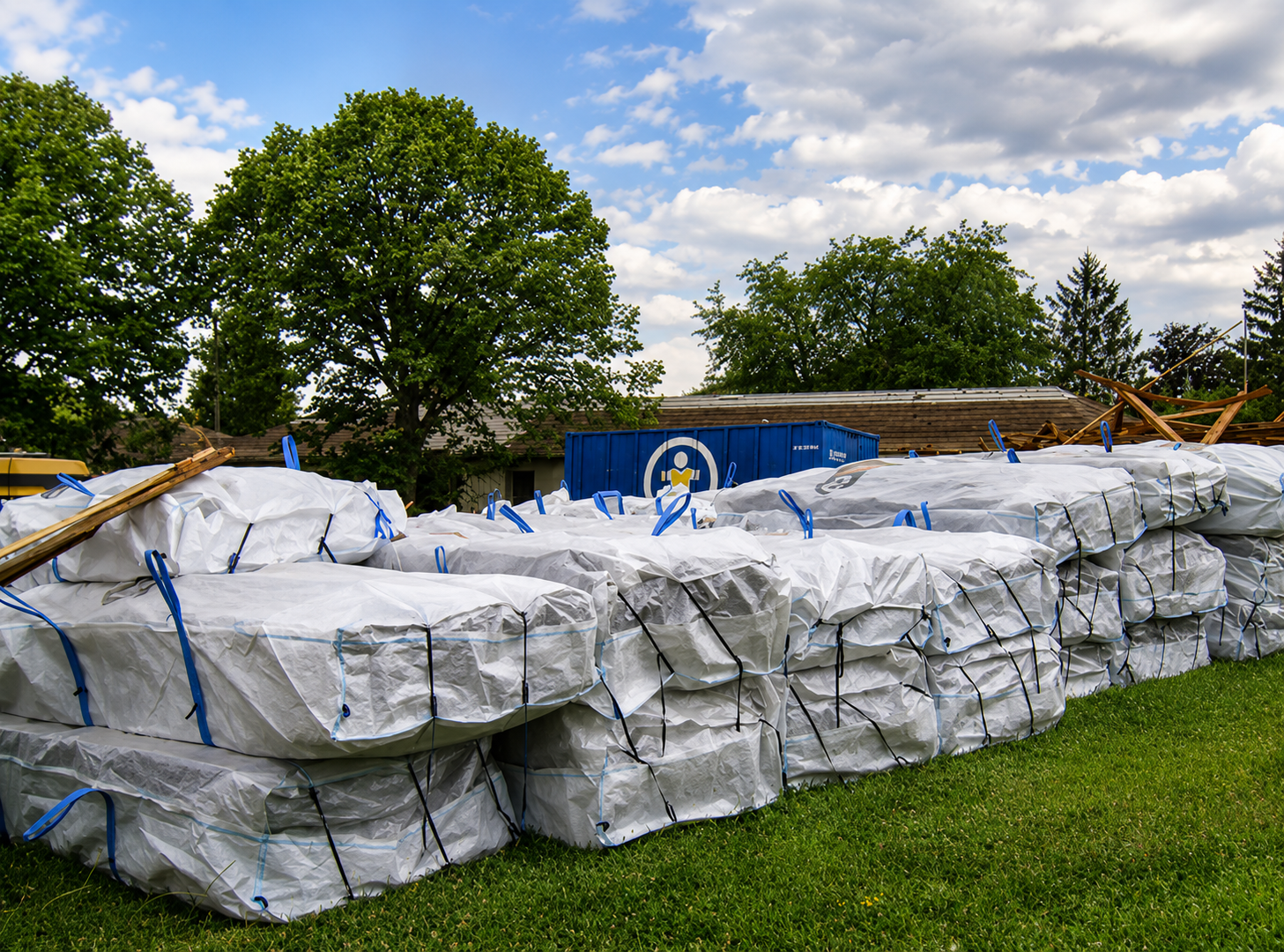 Arbeitssicherheit – Asbestzementplatten ordnungsgemäß verpackt in Big Bags nach TRGS 519