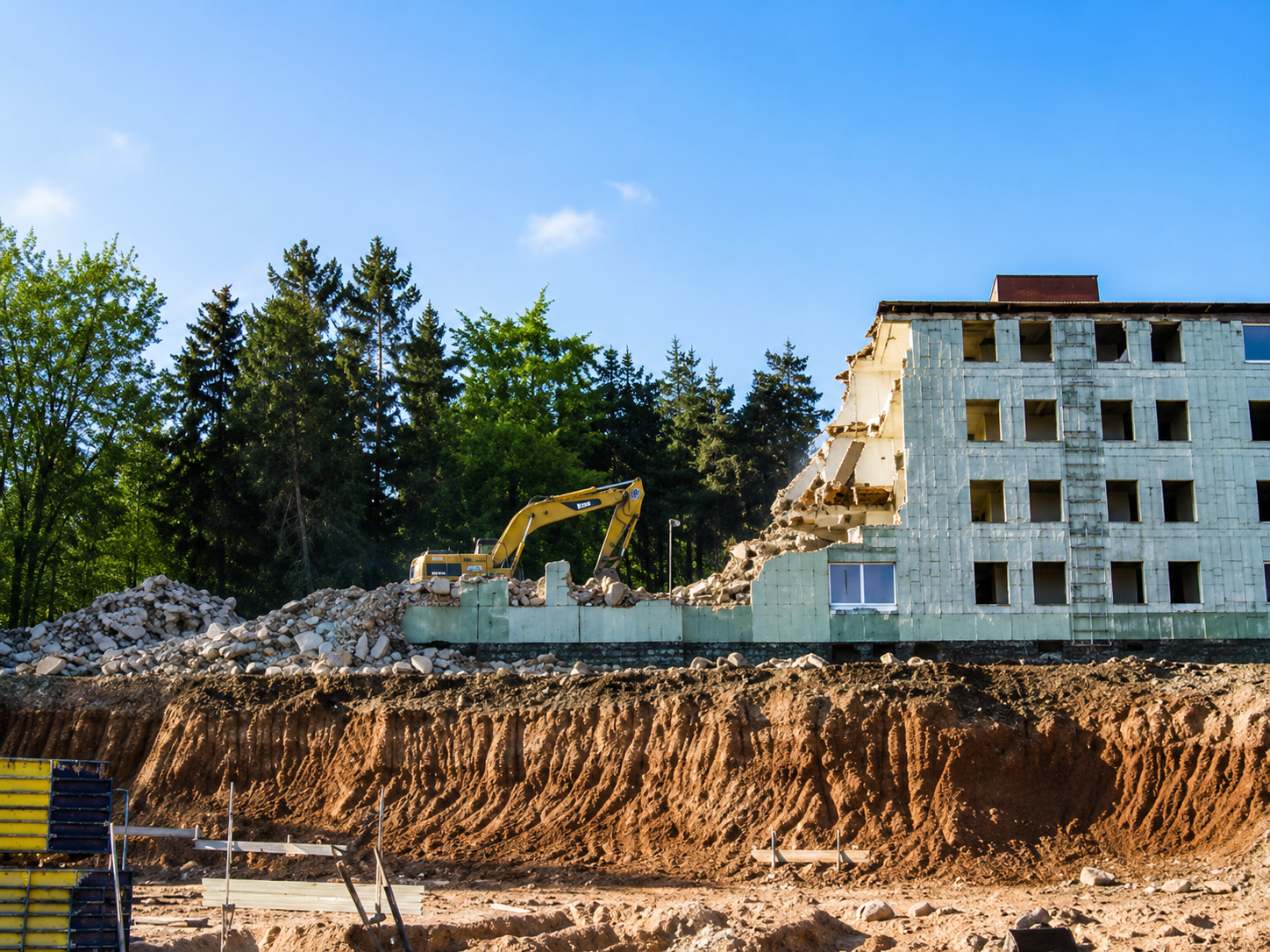 Rückbau eines Mietshauses – mehrgeschossiges Wohngebäude wird abgerissen
